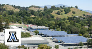 Solar canopy covering a parking lot